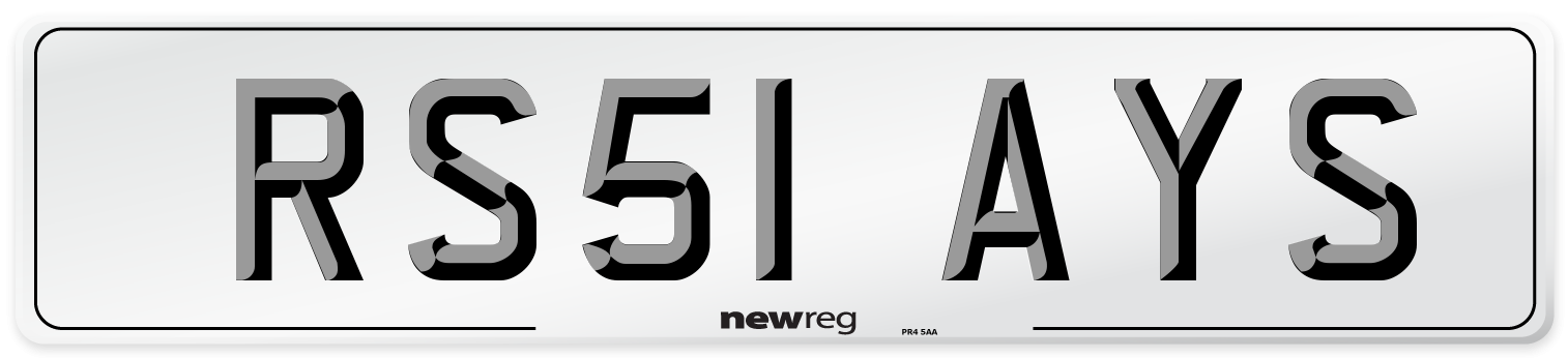RS51 AYS Number Plate from New Reg